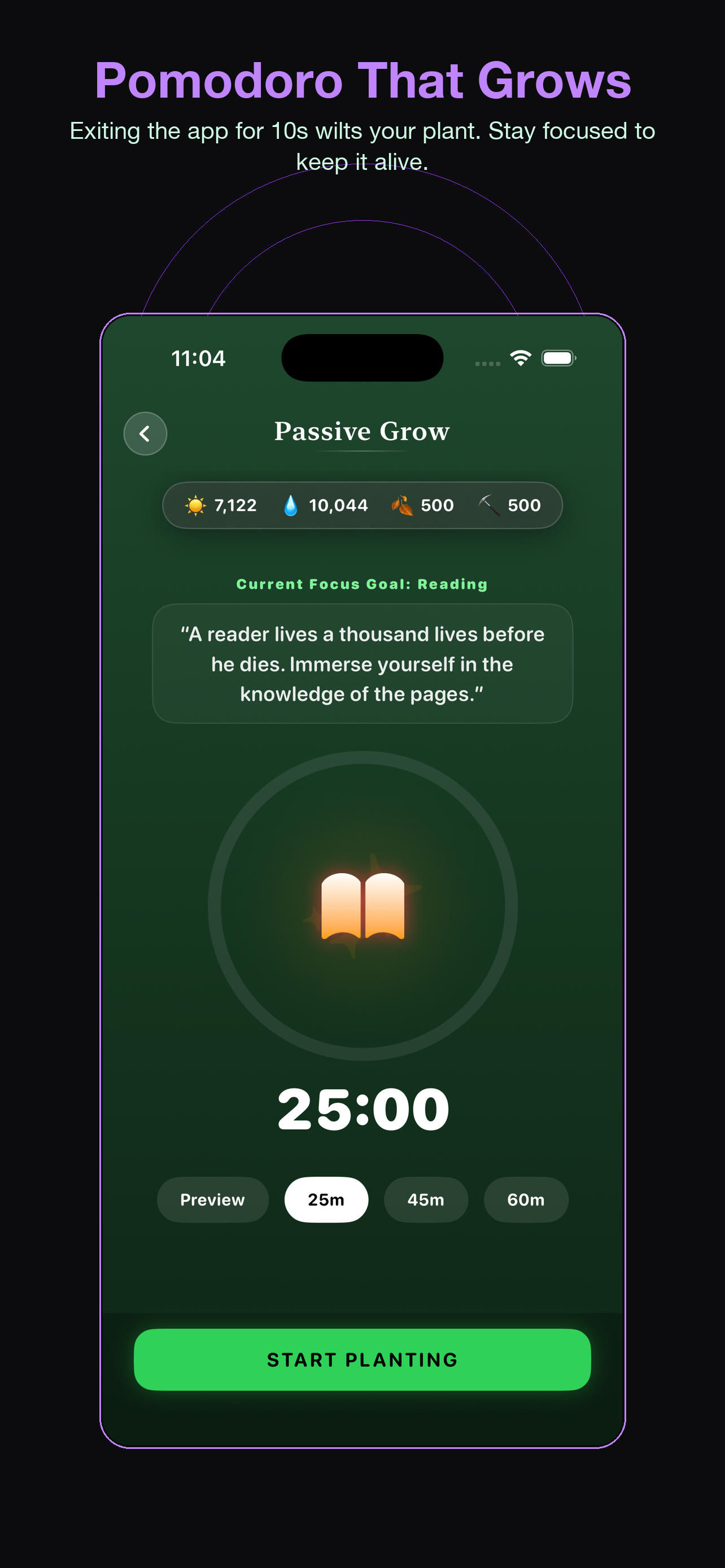 Pomodoro Timer with Anti-Wilt Stakes