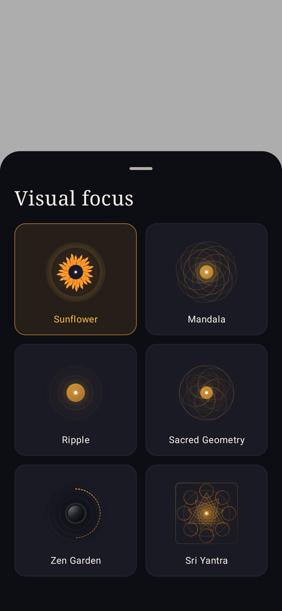 Android picker showing selectable practice styles